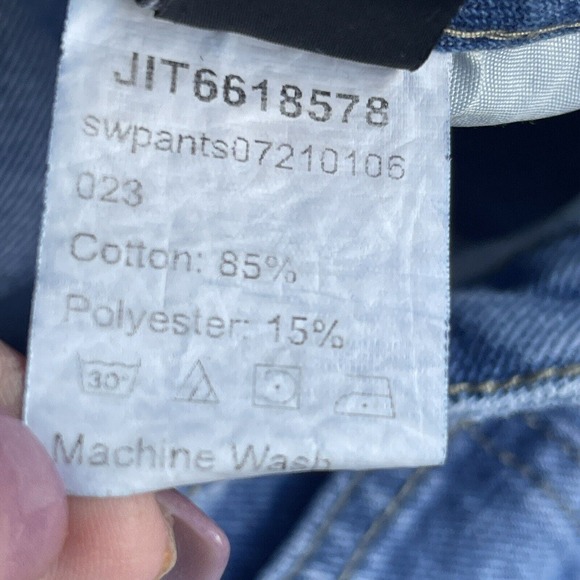 Shein Jeans Womens Size Medium Blue Wide Leg Busted Knee High Waisted Distressed - Picture 5 of 11